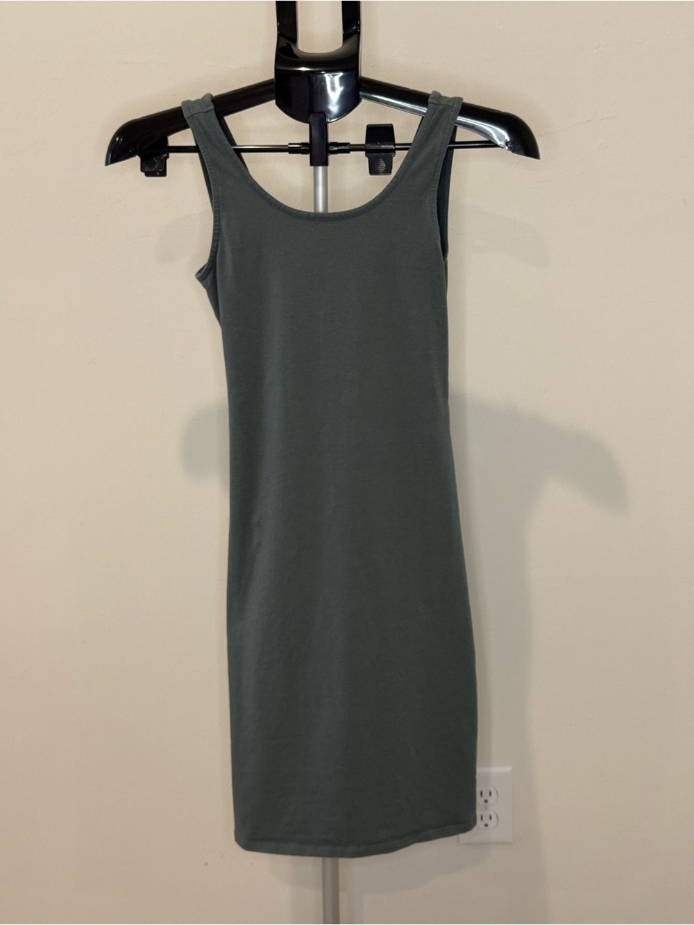 Tentree Organic Cotton Twist-Back Cutout Tank Dress XS Gray Green